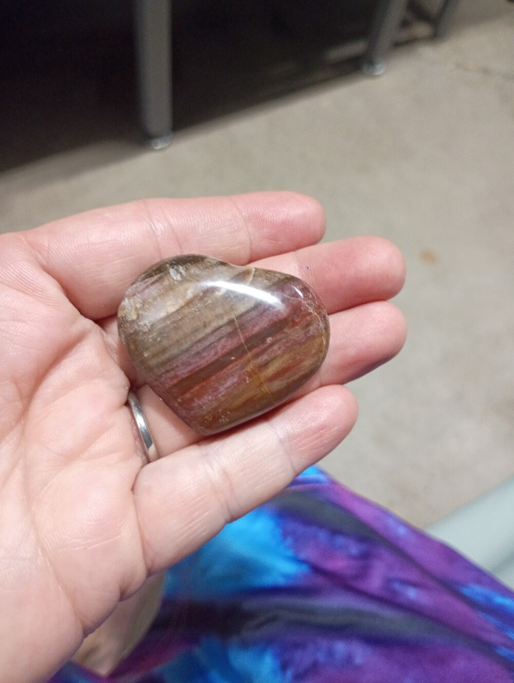 Polished Heart-Shaped Jasper Stone - Multicolor Striations